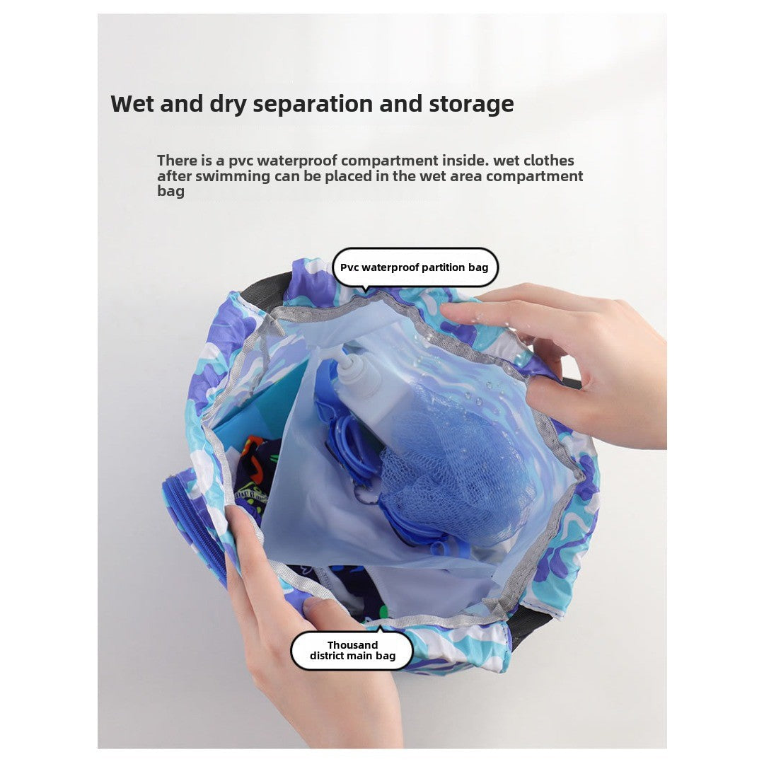 Children's swimming bag, wet and dry separation toilet bag, large-capacity swimming storage bag, beach storage bundle backpack. - SJB-DIAMOND ELITES