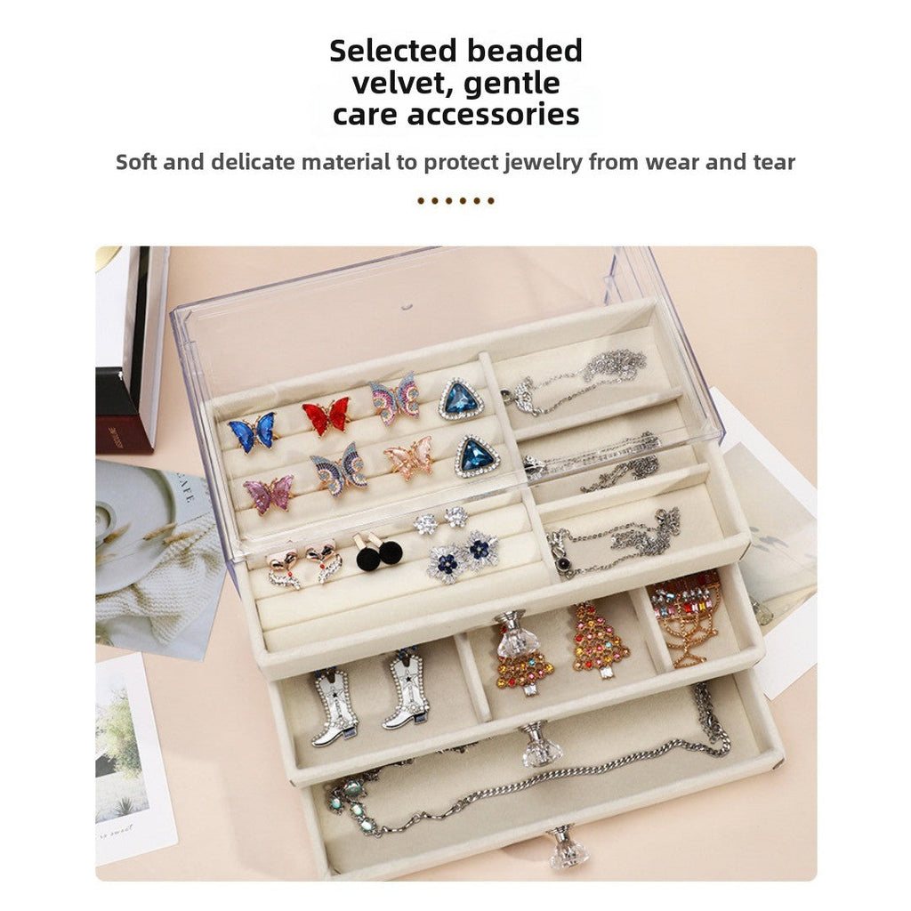Multi-layer anti-oxidation jewelry box, earrings necklace bracelet jewelry storage box large capacity - SJB-DIAMOND ELITES