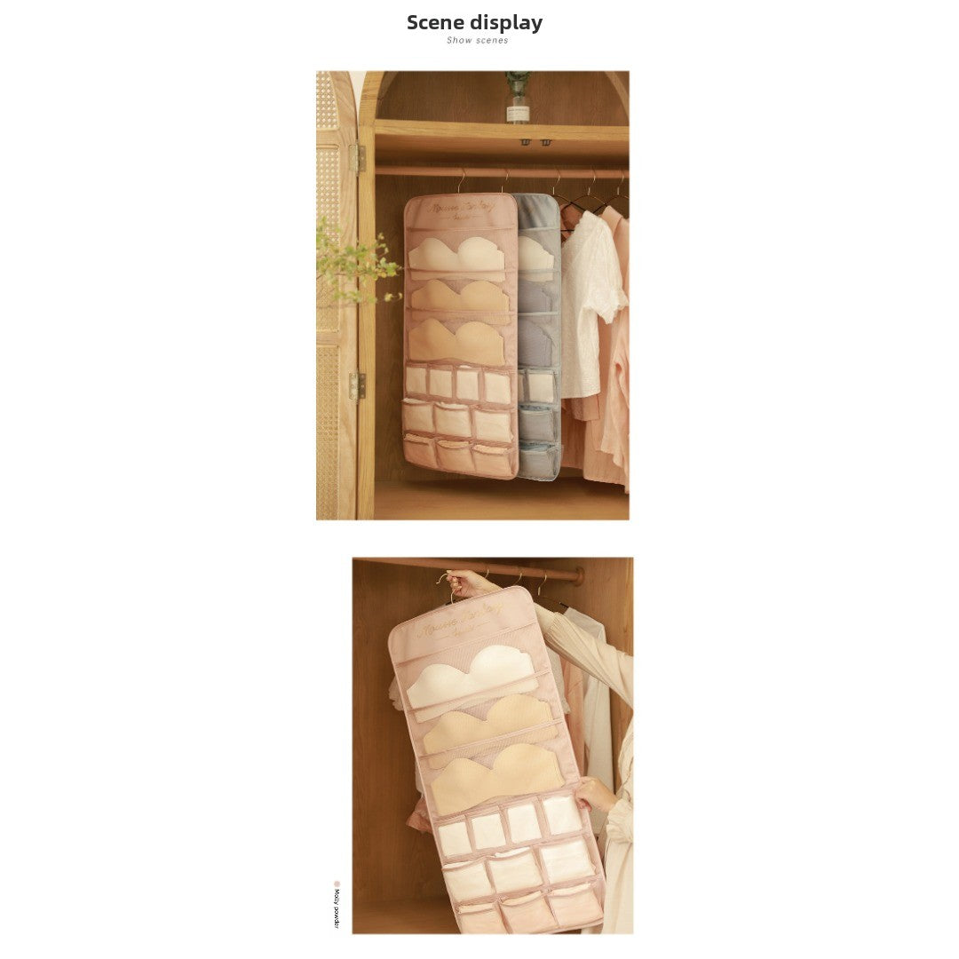Underwear storage hanging bag, wall-mounted double-sided storage bag, underwear bra socks finishing bag, wardrobe hanging bag - SJB-DIAMOND ELITES