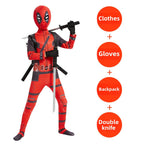 Halloween Costume Deadpool onesie skinny children's clothes adult double knife backpack boys suit costumes boys - SJB-DIAMOND ELITES