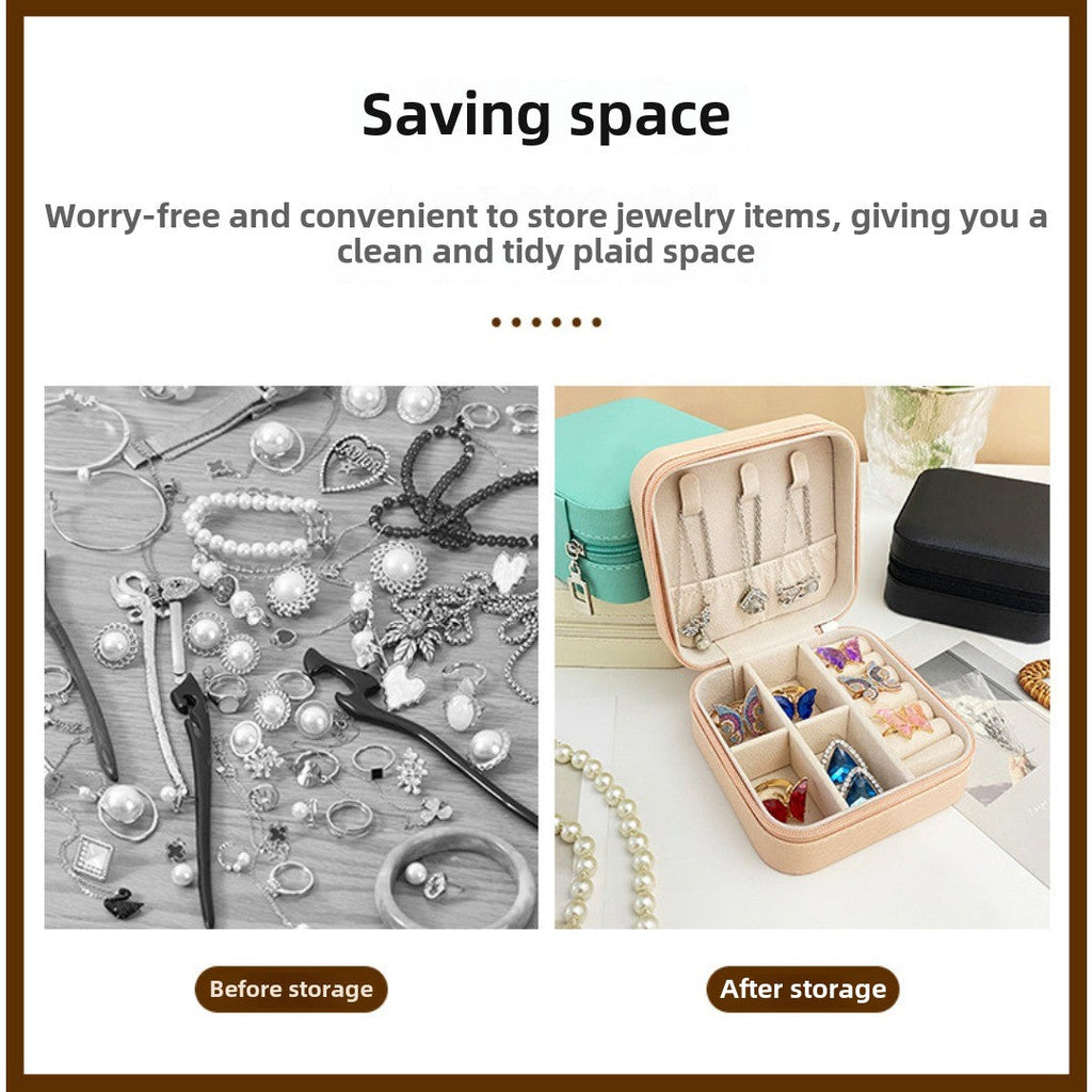 Jewelry storage box, storage box portable zipper case, travel jewelry stud earrings pu jewelry - SJB-DIAMOND ELITES