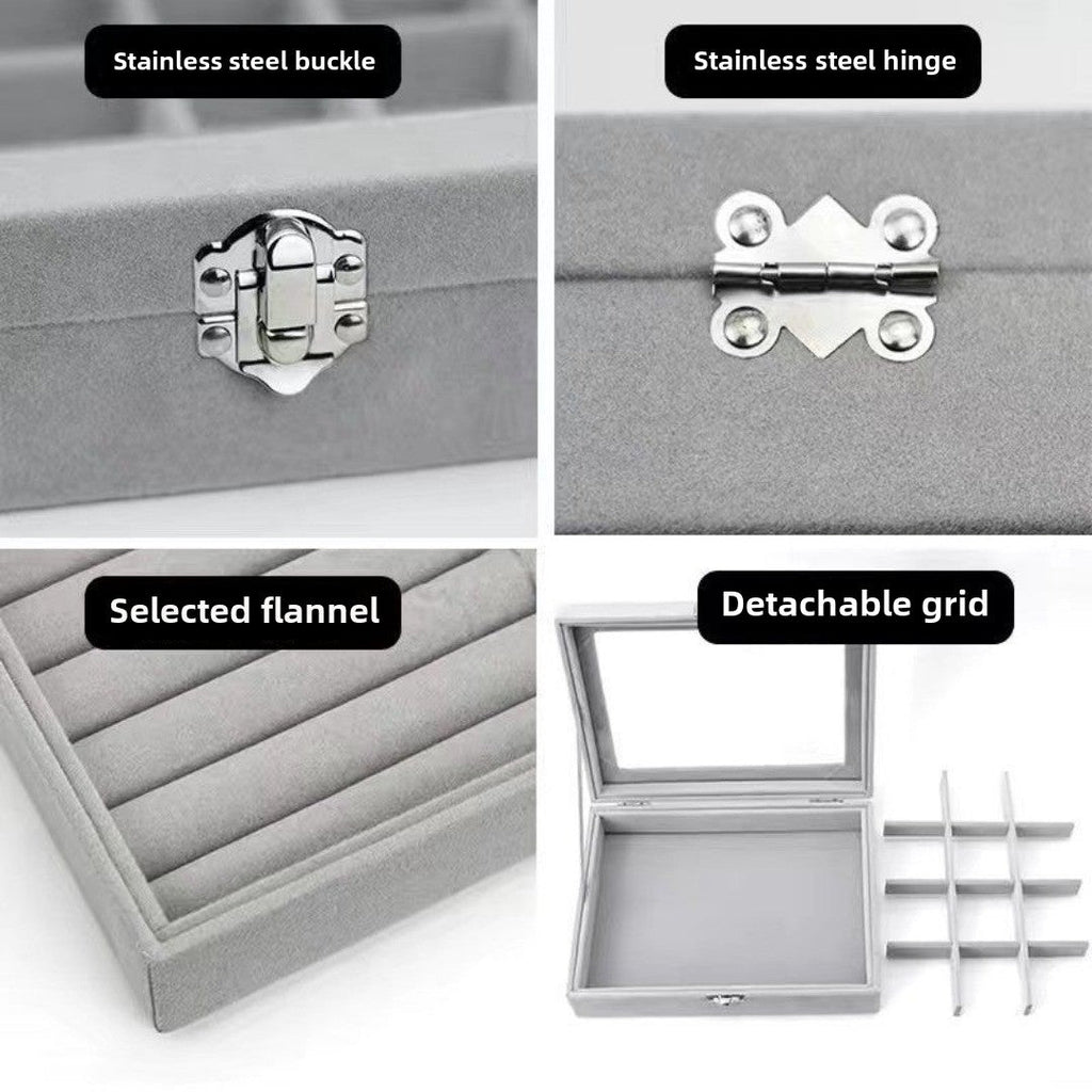 Flannel dustproof jewelry box with lid, ring earrings, earrings, necklace storage box, anti-oxidation jewelry storage box - SJB-DIAMOND ELITES