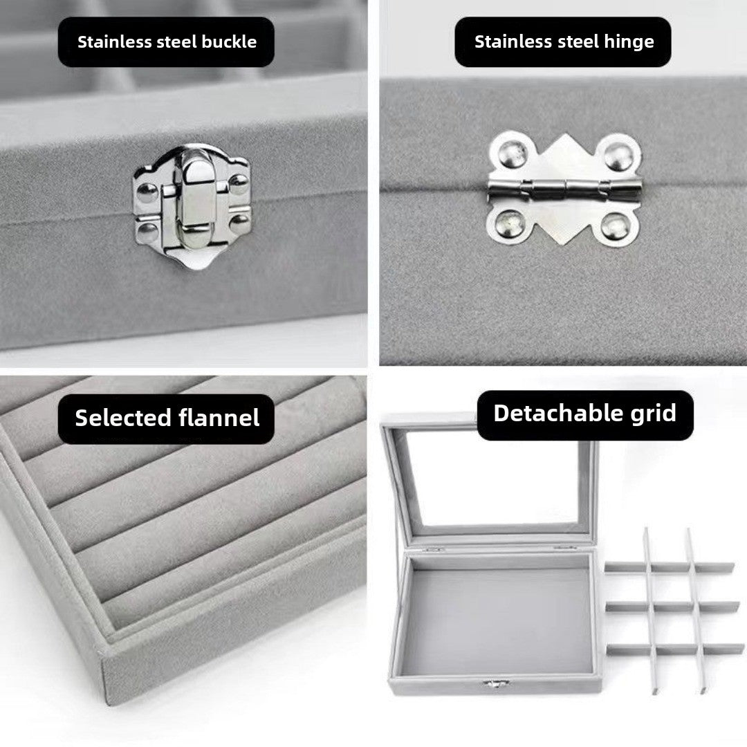 Flannel dustproof jewelry box with lid, ring earrings, earrings, necklace storage box, anti-oxidation jewelry storage box - SJB-DIAMOND ELITES