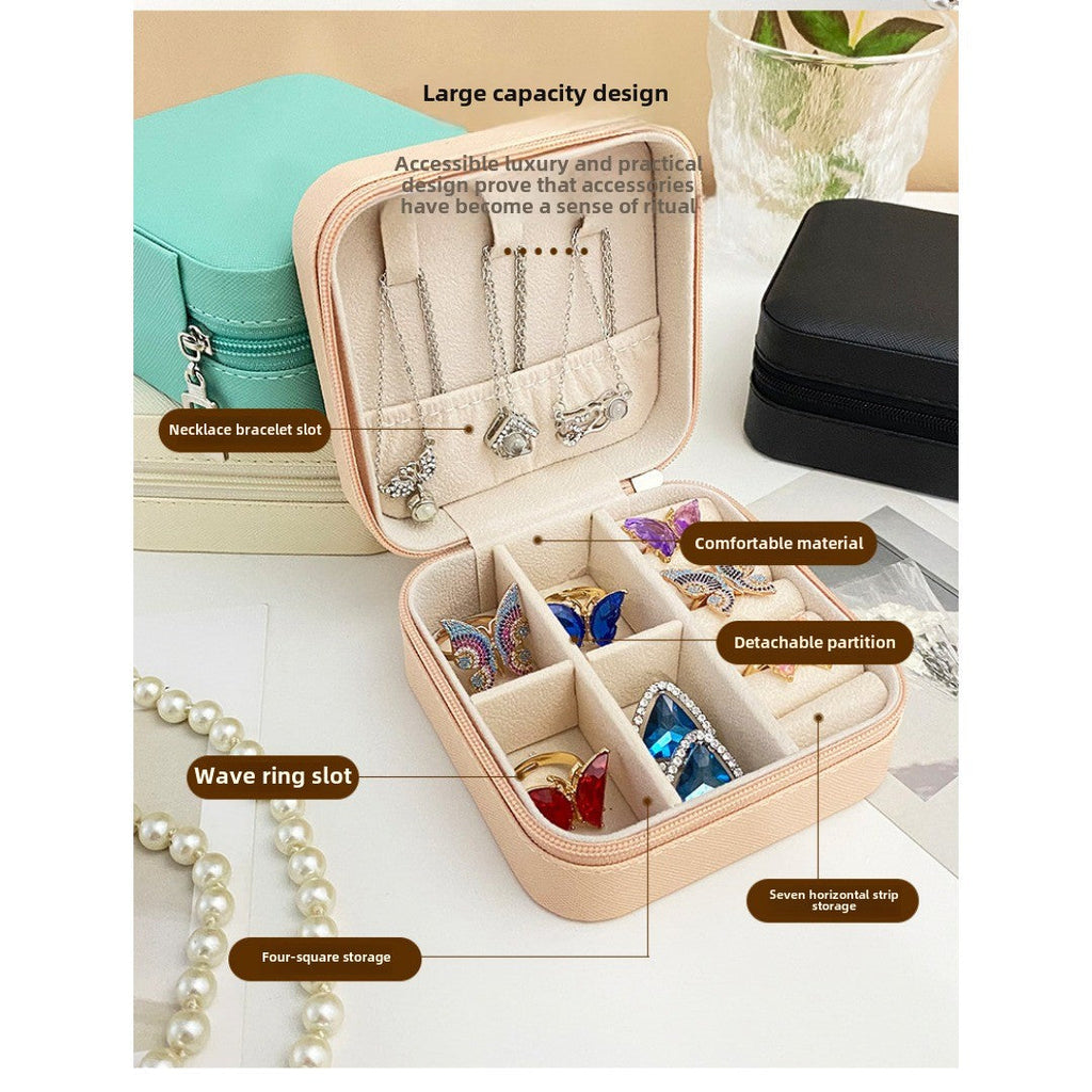 Jewelry storage box, storage box portable zipper case, travel jewelry stud earrings pu jewelry - SJB-DIAMOND ELITES