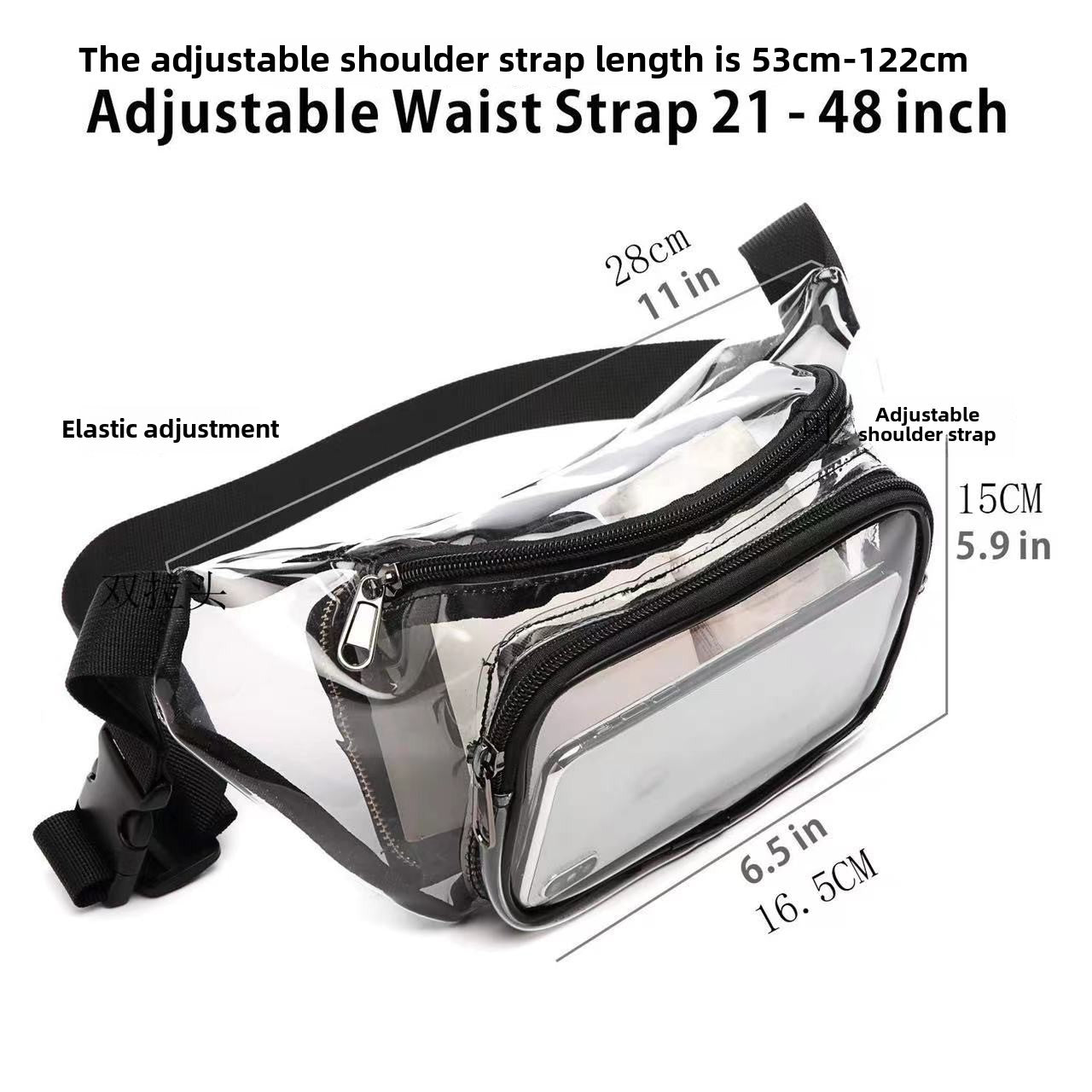 PVC transparent bag waterproof fanny pack Storage Bag for Portable Travel & Sports | Durable Fanny Pack with Clear Design for Secure and Easy Access - SJB-DIAMOND ELITES