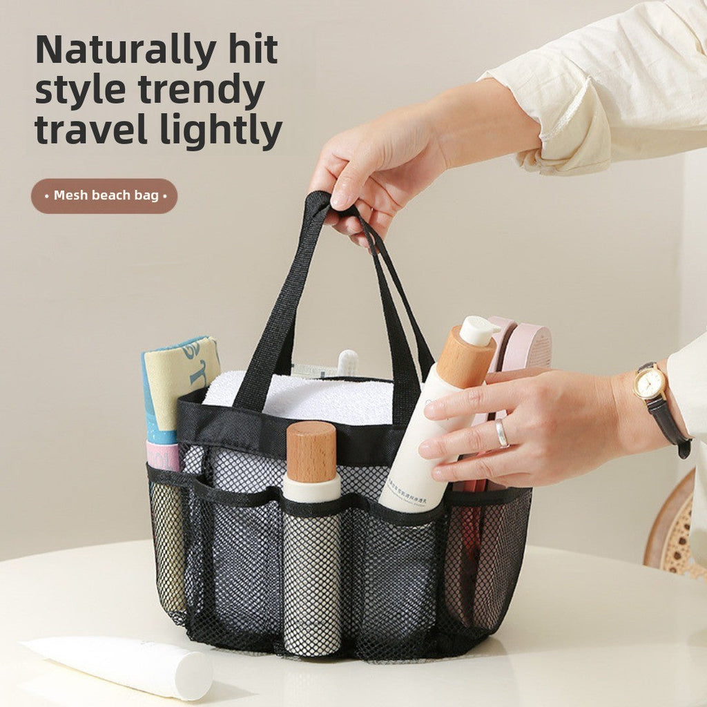 Mesh Shower Tote Bag, Portable Beach Bag, Summer Travel Large Capacity Portable Mesh Tote Bag, Foldable Wash and Makeup bag large - SJB-DIAMOND ELITES