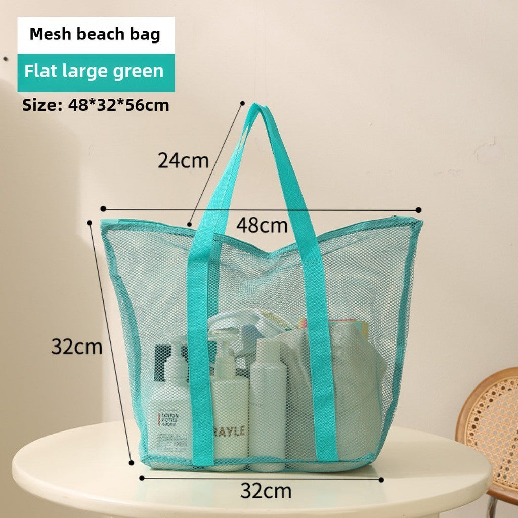 Mesh Shower Tote Bag, Portable Beach Bag, Summer Travel Large Capacity Portable Mesh Tote Bag, Foldable Wash and Makeup bag large - SJB-DIAMOND ELITES
