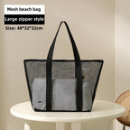 Mesh Shower Tote Bag, Portable Beach Bag, Summer Travel Large Capacity Portable Mesh Tote Bag, Foldable Wash and Makeup bag large - SJB-DIAMOND ELITES