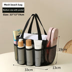 Mesh Shower Tote Bag, Portable Beach Bag, Summer Travel Large Capacity Portable Mesh Tote Bag, Foldable Wash and Makeup bag large - SJB-DIAMOND ELITES