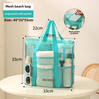 Mesh Shower Tote Bag, Portable Beach Bag, Summer Travel Large Capacity Portable Mesh Tote Bag, Foldable Wash and Makeup bag large - SJB-DIAMOND ELITES