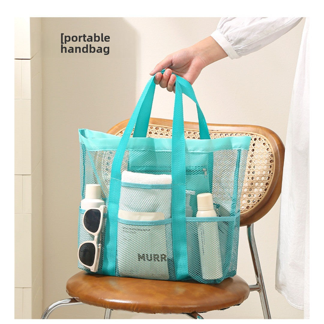 Mesh Shower Tote Bag, Portable Beach Bag, Summer Travel Large Capacity Portable Mesh Tote Bag, Foldable Wash and Makeup bag large - SJB-DIAMOND ELITES