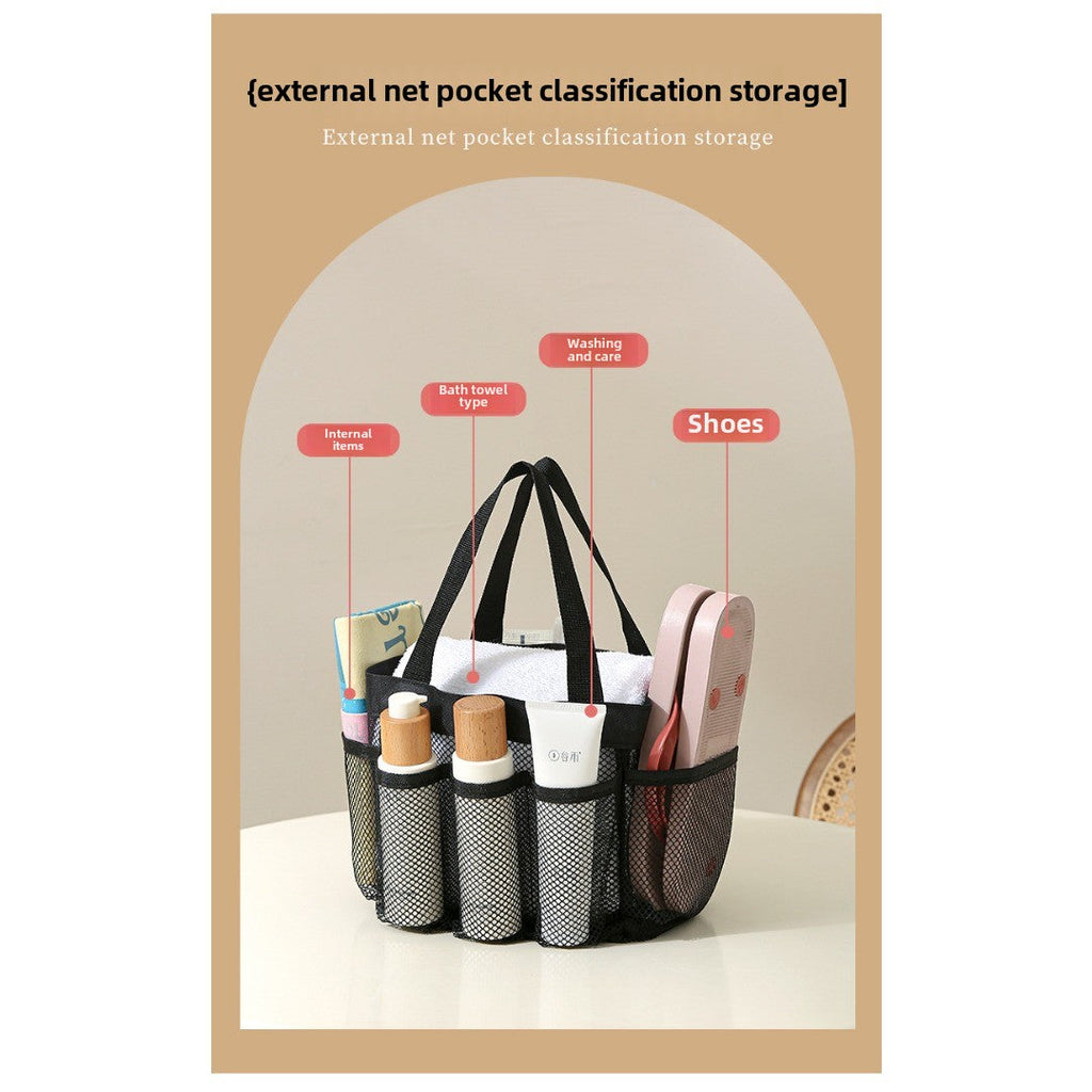 Mesh Shower Tote Bag, Portable Beach Bag, Summer Travel Large Capacity Portable Mesh Tote Bag, Foldable Wash and Makeup bag large - SJB-DIAMOND ELITES