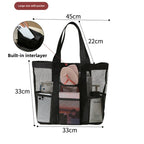 Mesh Shower Tote Bag, Portable Beach Bag, Summer Travel Large Capacity Portable Mesh Tote Bag, Foldable Wash and Makeup bag large - SJB-DIAMOND ELITES