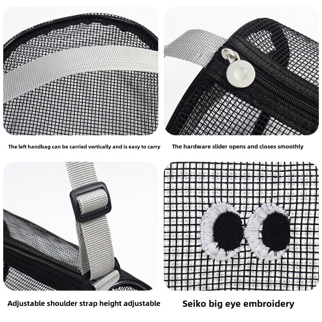 Big eye mesh cylinder bag, breathable leisure travel crossbody bag mesh, portable crossbody beach bag, swimming wash storage bag - SJB-DIAMOND ELITES