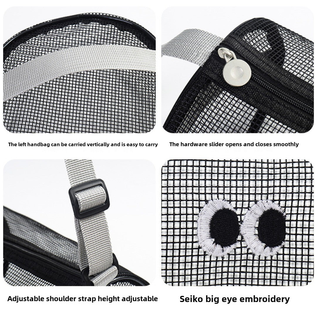 Big eye mesh cylinder bag, breathable leisure travel crossbody bag mesh, portable crossbody beach bag, swimming wash storage bag - SJB-DIAMOND ELITES