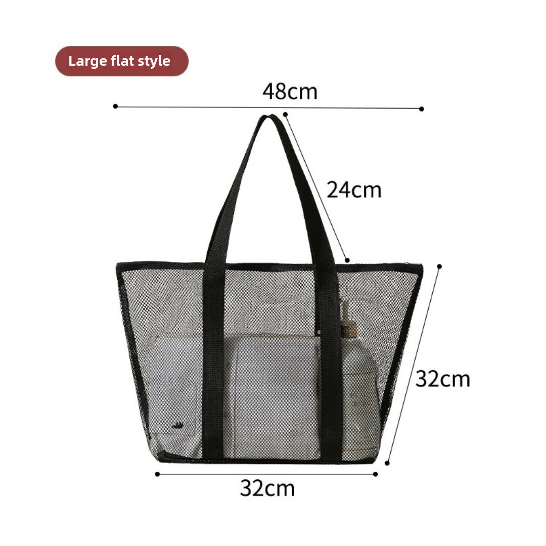 Mesh Shower Tote Bag, Portable Beach Bag, Summer Travel Large Capacity Portable Mesh Tote Bag, Foldable Wash and Makeup bag large - SJB-DIAMOND ELITES