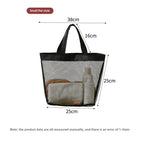 Mesh Shower Tote Bag, Portable Beach Bag, Summer Travel Large Capacity Portable Mesh Tote Bag, Foldable Wash and Makeup bag large - SJB-DIAMOND ELITES