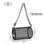 Big eye mesh cylinder bag, breathable leisure travel crossbody bag mesh, portable crossbody beach bag, swimming wash storage bag - SJB-DIAMOND ELITES
