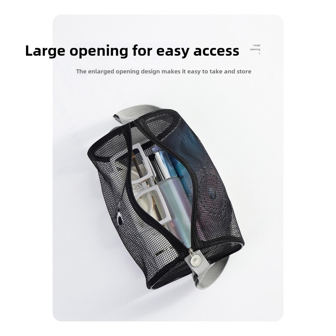 Big eye mesh cylinder bag, breathable leisure travel crossbody bag mesh, portable crossbody beach bag, swimming wash storage bag - SJB-DIAMOND ELITES