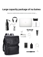 Trendy Men's Retro Backpack Trendy Cover Travel Business Bag Soft Leather Men's Backpack MB21080303 - SJB-DIAMOND ELITES