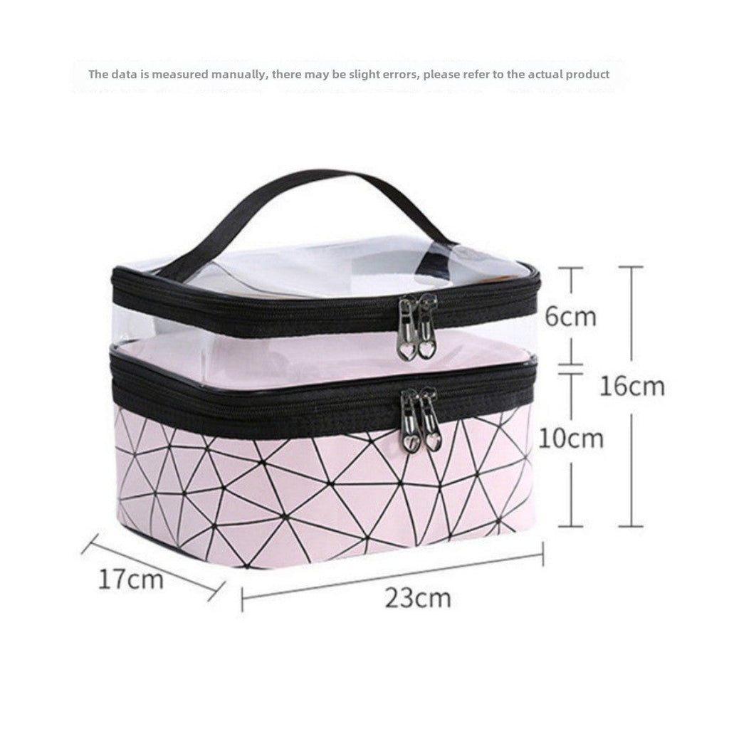 Transparent Cosmetic Bag, Double cosmetic bag, portable large capacity waterproof multi-functional portable makeup bag, travel skin care product storage bag, toilet bag for College Dorm Camp Gym - SJB-DIAMOND ELITES