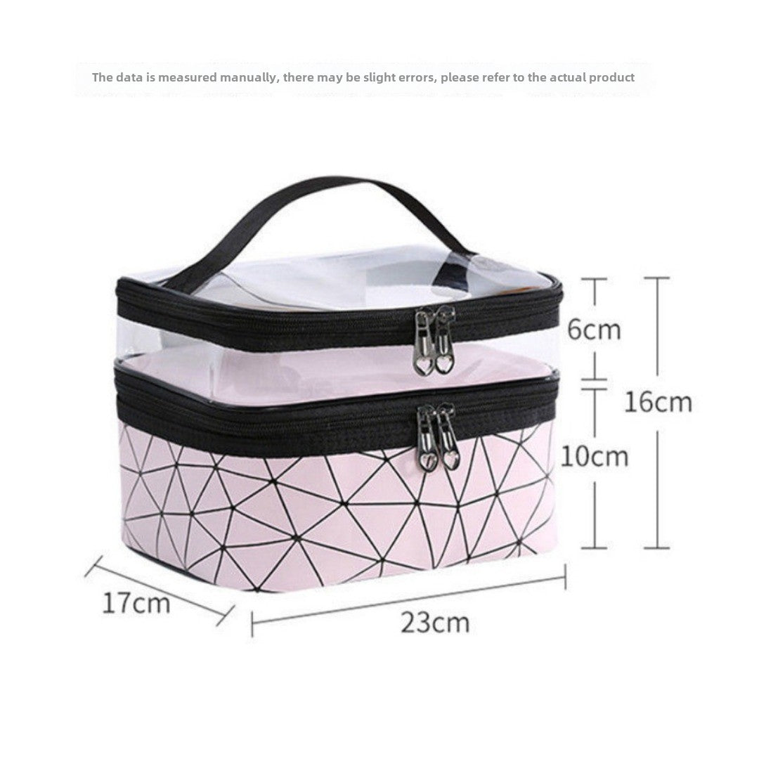 Transparent Cosmetic Bag, Double cosmetic bag, portable large capacity waterproof multi-functional portable makeup bag, travel skin care product storage bag, toilet bag for College Dorm Camp Gym - SJB-DIAMOND ELITES