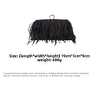 Elegant Ostrich Hair Ring Box – Small Square Bag with Chain Crossbody Shoulder Velvet Evening Clutch Purse, Perfect for Dinner, Casual Outings, Party Events, and Prom Nights - SJB-DIAMOND ELITES