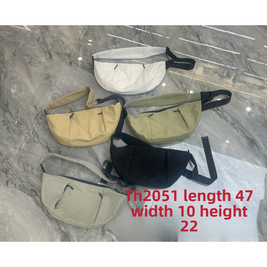 Casual Versatile Crossbody Canvas Bag, Wide Shoulder Strap Single Shoulder Messenger Bag, Dumpling Bag Simple Style Unisex, Moon Bag, Light Space Cloth Bag - SJB-DIAMOND ELITES