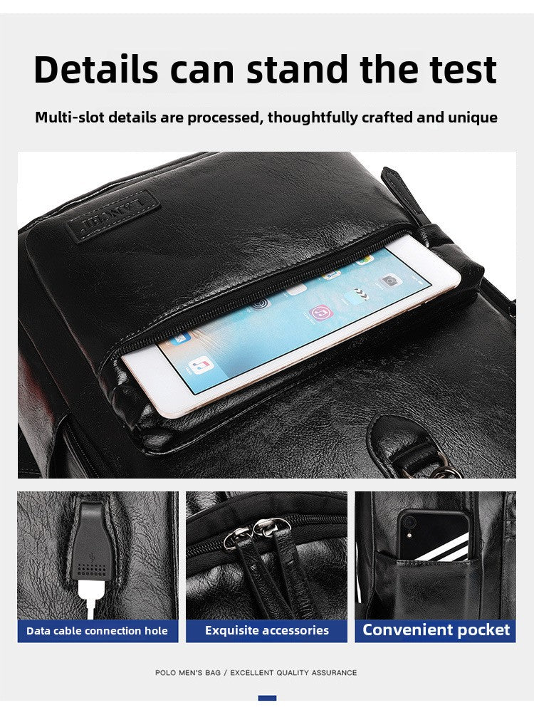 Boutique Men's Backpack Fashion Business Fan Large Capacity Soft Leather Backpack Travel Men's Short-haul School Bag MB21080302 - SJB-DIAMOND ELITES