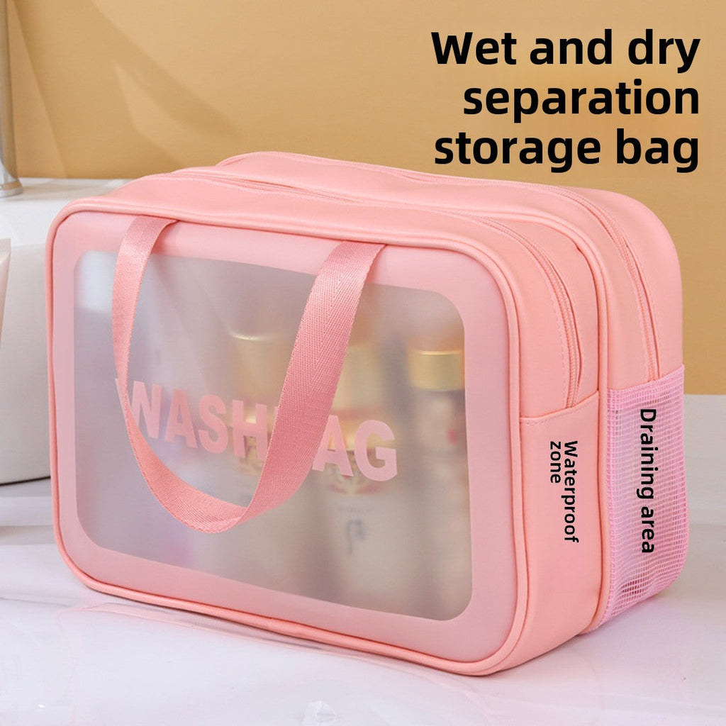 Dry & Wet Separation PVC Transparent Beach Bag – Double-Layer Portable Travel Toiletry Bag with Compartments for Makeup & Cosmetic Storage, Ideal for Organizing on-the-Go - SJB-DIAMOND ELITES