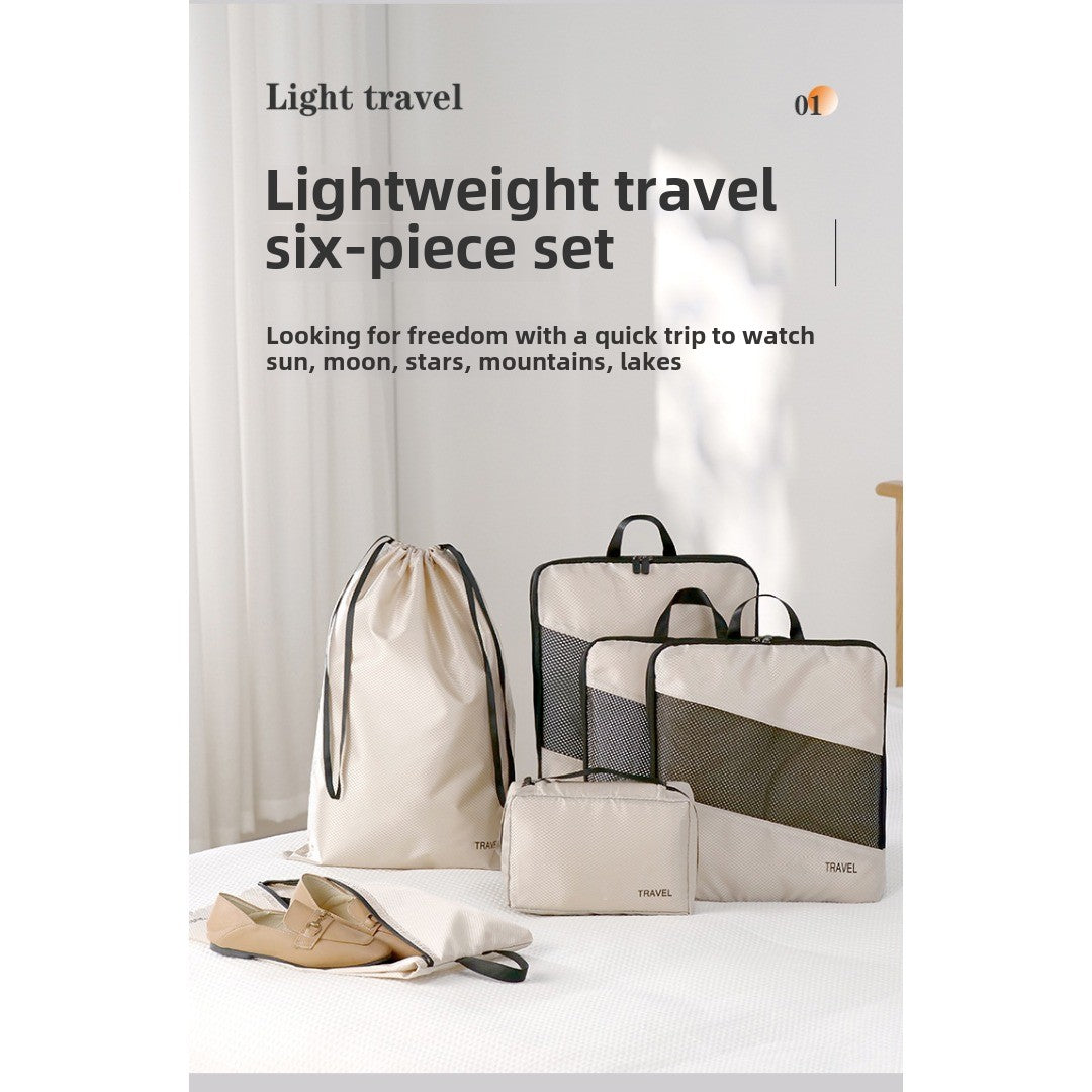 Thickened polyester cloth travel clothes storage bag, travel goods set bundle shoe cover finishing six-piece storage bag - SJB-DIAMOND ELITES