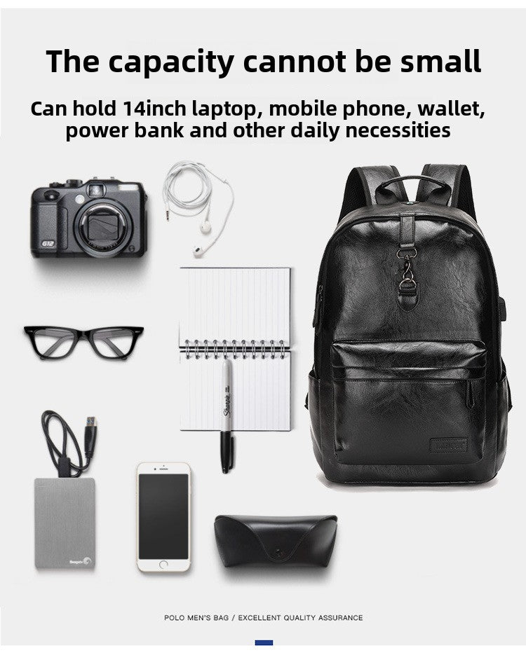 Boutique Men's Backpack Fashion Business Fan Large Capacity Soft Leather Backpack Travel Men's Short-haul School Bag MB21080302 - SJB-DIAMOND ELITES