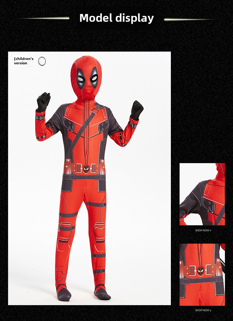 Halloween Costume Deadpool onesie skinny children's clothes adult double knife backpack boys suit costumes boys - SJB-DIAMOND ELITES