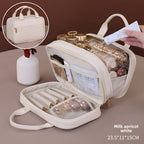 Double layer portable cosmetic bag, large capacity portable cosmetic storage bag, makeup bag organizer,Makeup bag with compartments, - SJB-DIAMOND ELITES