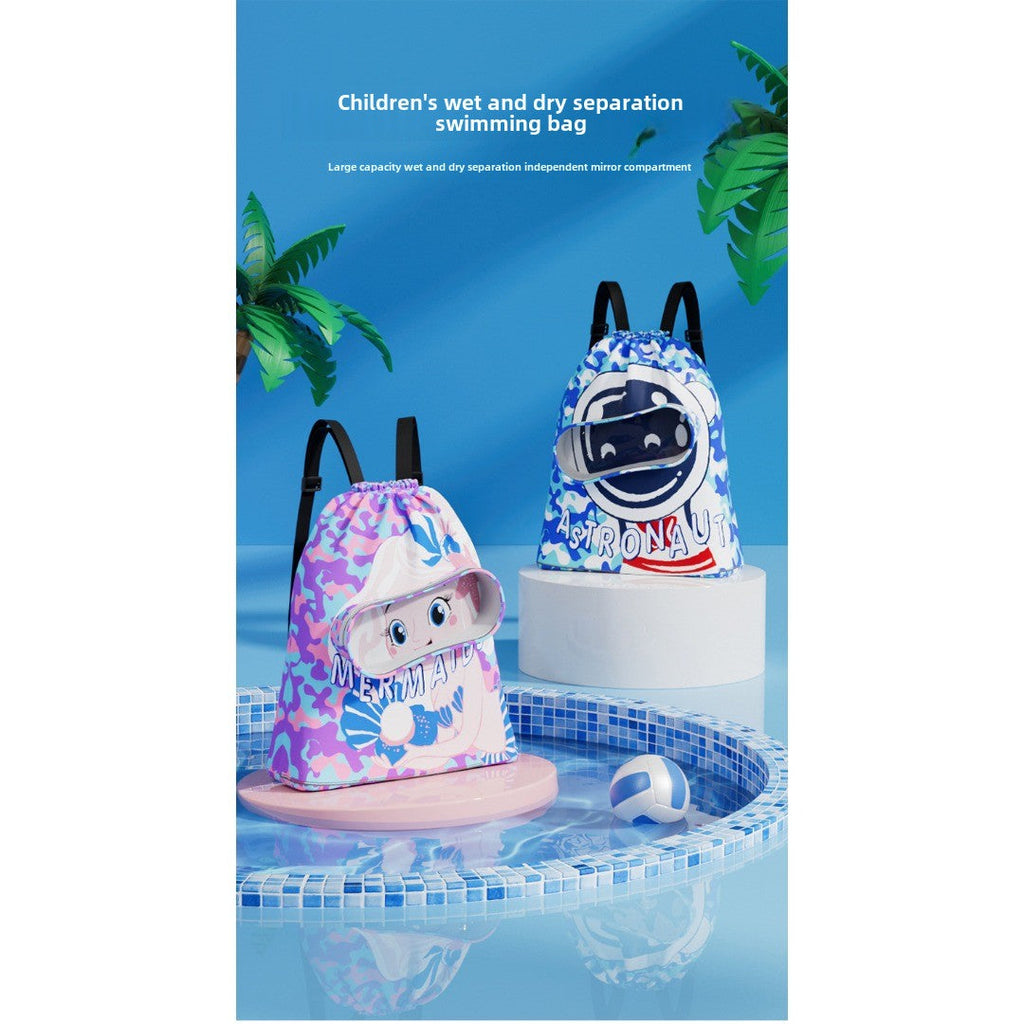 Children's swimming bag, wet and dry separation toilet bag, large-capacity swimming storage bag, beach storage bundle backpack. - SJB-DIAMOND ELITES