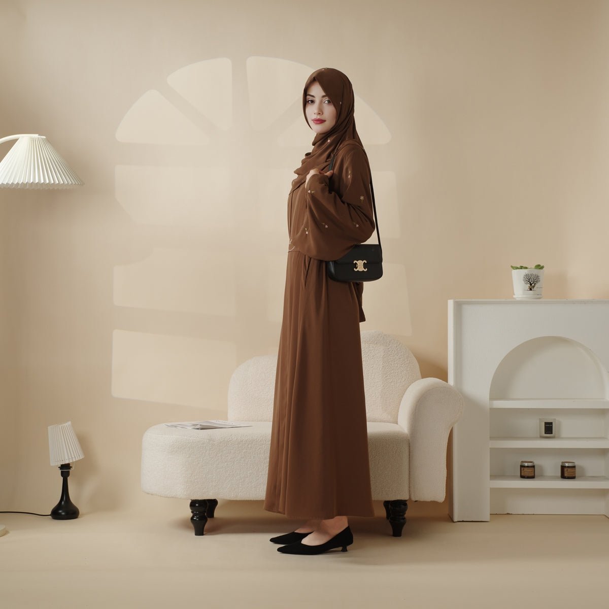 Tulip Embroidery Open Abaya 4-Piece Set (MOA051) - SJB-DIAMOND ELITES