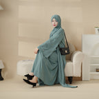 Tulip Embroidery Open Abaya 4-Piece Set (MOA051) - SJB-DIAMOND ELITES