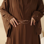 Tulip Embroidery Open Abaya 4-Piece Set (MOA051) - SJB-DIAMOND ELITES