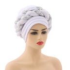 Turbans Pleated Soft Beanie Headwrap Lightweight African Hat Arab Wrap Elegant Muslim Turban Scarf Women Hijabs Hair Accessories Cap bonnet for Women