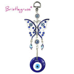 Turkish Blue Evil Eye Rhinestone Butterfly Amulet with Blue Rhinestone Car Charm Rear View Mirror Wall Hanging Protection Lucky Charms Wall Hanging Pendant Protection  Home Decor Blessing Gift Stevvex