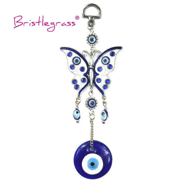 Turkish Blue Evil Eye Rhinestone Butterfly Amulet with Blue Rhinestone Car Charm Rear View Mirror Wall Hanging Protection Lucky Charms Wall Hanging Pendant Protection  Home Decor Blessing Gift Stevvex
