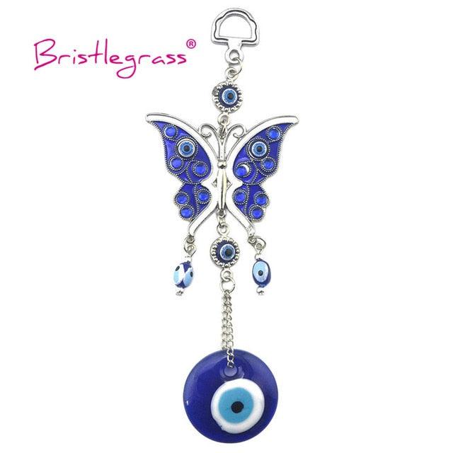 Turkish Blue Evil Eye Rhinestone Butterfly Amulet with Blue Rhinestone Car Charm Rear View Mirror Wall Hanging Protection Lucky Charms Wall Hanging Pendant Protection  Home Decor Blessing Gift Stevvex