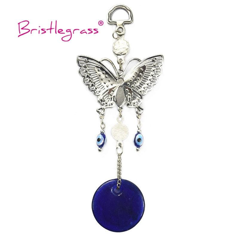 Turkish Blue Evil Eye Rhinestone Butterfly Amulet with Blue Rhinestone Car Charm Rear View Mirror Wall Hanging Protection Lucky Charms Wall Hanging Pendant Protection  Home Decor Blessing Gift Stevvex