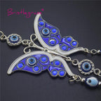 Turkish Blue Evil Eye Rhinestone Butterfly Amulet with Blue Rhinestone Car Charm Rear View Mirror Wall Hanging Protection Lucky Charms Wall Hanging Pendant Protection  Home Decor Blessing Gift Stevvex
