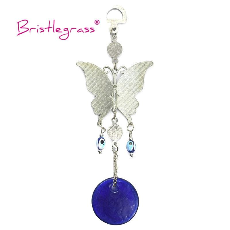 Turkish Blue Evil Eye Rhinestone Butterfly Amulet with Blue Rhinestone Car Charm Rear View Mirror Wall Hanging Protection Lucky Charms Wall Hanging Pendant Protection  Home Decor Blessing Gift Stevvex