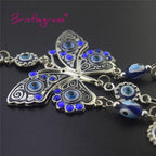 Turkish Blue Evil Eye Rhinestone Butterfly Amulet with Blue Rhinestone Car Charm Rear View Mirror Wall Hanging Protection Lucky Charms Wall Hanging Pendant Protection  Home Decor Blessing Gift Stevvex