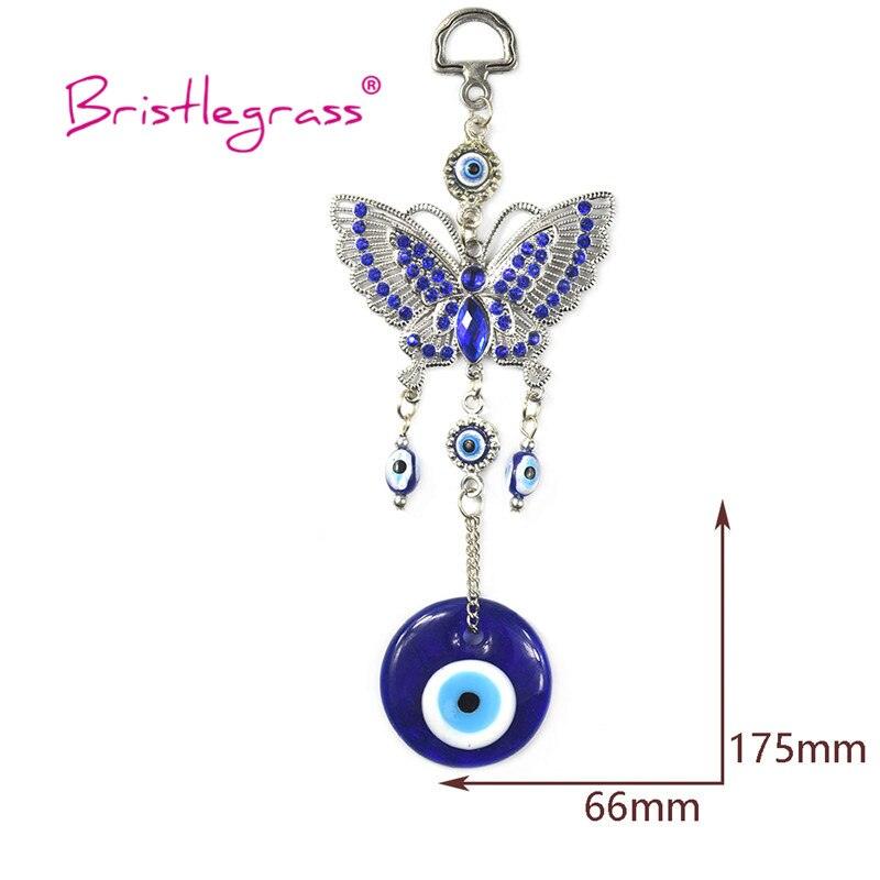 Turkish Blue Evil Eye Rhinestone Butterfly Amulet with Blue Rhinestone Car Charm Rear View Mirror Wall Hanging Protection Lucky Charms Wall Hanging Pendant Protection  Home Decor Blessing Gift Stevvex