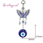 Turkish Blue Evil Eye Rhinestone Butterfly Amulet with Blue Rhinestone Car Charm Rear View Mirror Wall Hanging Protection Lucky Charms Wall Hanging Pendant Protection  Home Decor Blessing Gift Stevvex