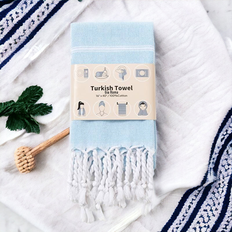 Turkish Cotton-Bamboo Hand Towel With Tassels Oversized Soft Absorbent BandsCo Straps