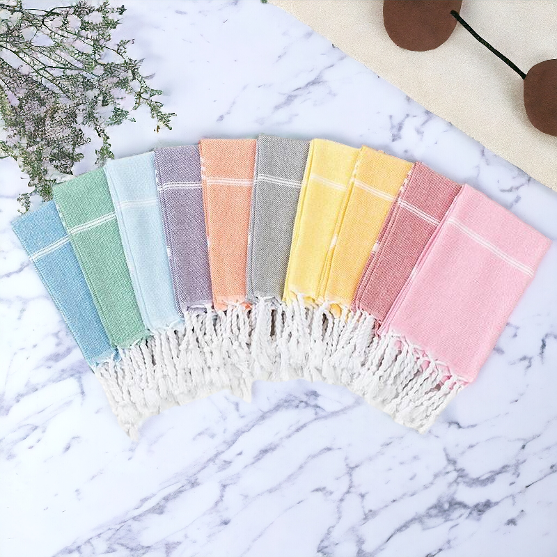 Turkish Cotton-Bamboo Hand Towel With Tassels Oversized Soft Absorbent BandsCo Straps